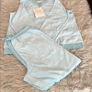 Blue Heathered Pajama Set with Scoop Neckline